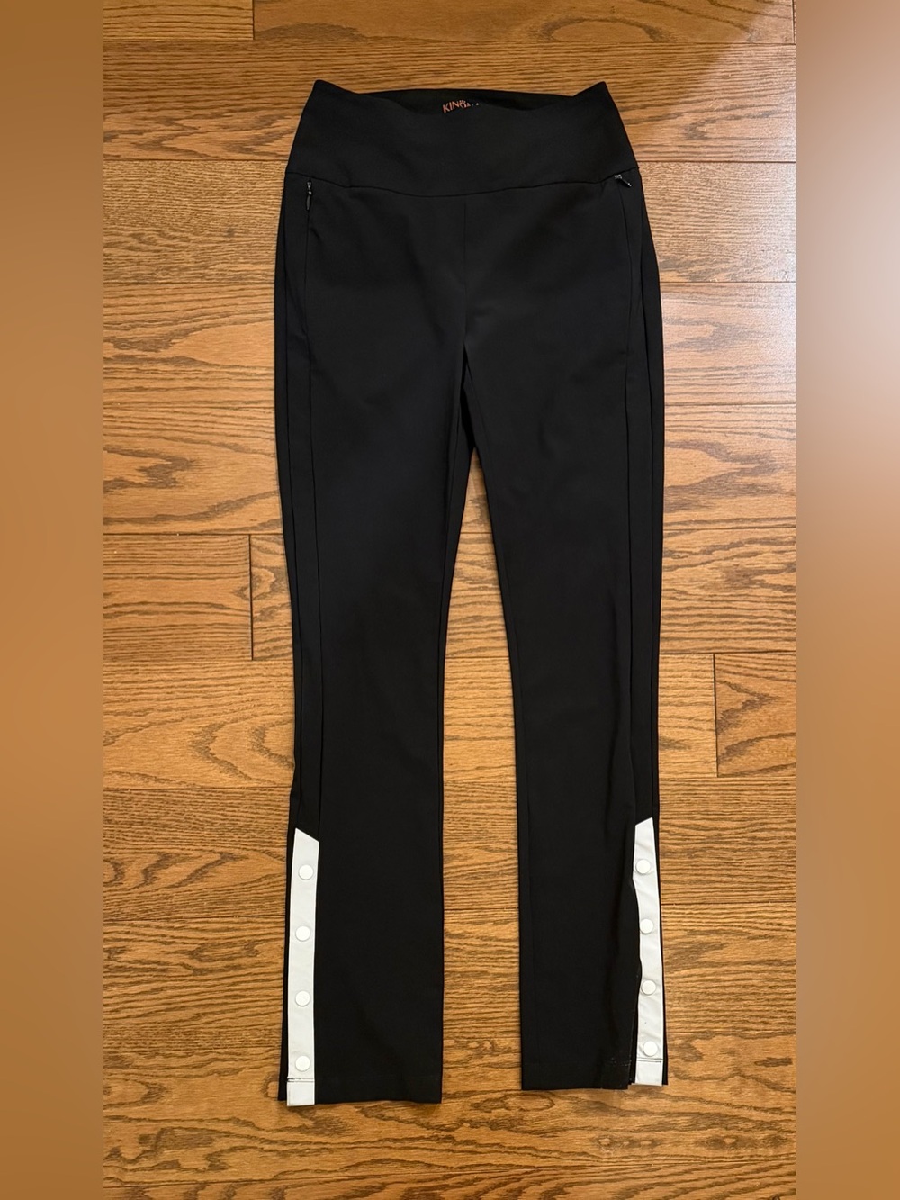 Kinona Black Track Pants with White Snap Side Panels